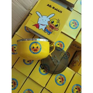 Bát ăn cháo có nắp đậy Vịt Vàng Strong Duck AQ-Rabbit 15cm