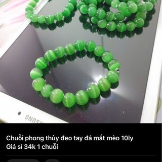 Chuỗi đeo tay phong thủy đá mắt mèo có nhiều màu size 10ly