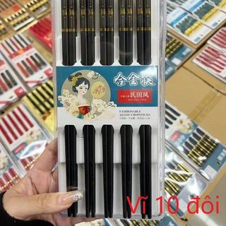 Bộ 10 đôi đũa đen Cô gái Nhật Bản 2703-1