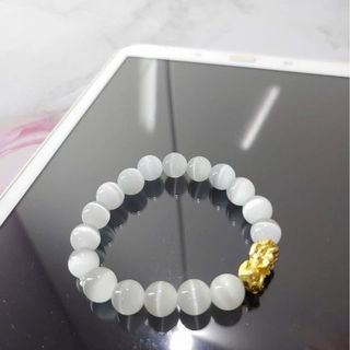 Vòng tay tỳ hưu chuỗi đeo tay phong thủy đá mắt mèo 10li