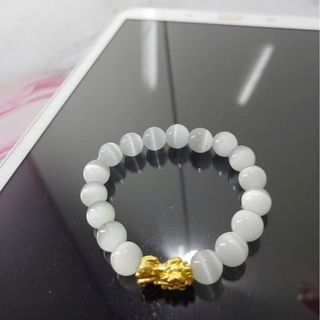 Vòng tay tỳ hưu chuỗi đeo tay phong thủy đá mắt mèo 10li