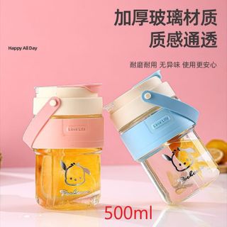 Bình nước thủy tinh Love Life POCHACCO 500ml