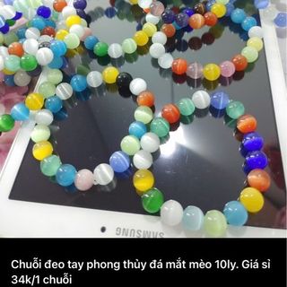 Vòng đá mắt mèo 10 ly mixx nhiều màu sắc