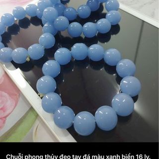 Chuỗi đeo tay phong thủy 16 ly màu xanh đá xanh