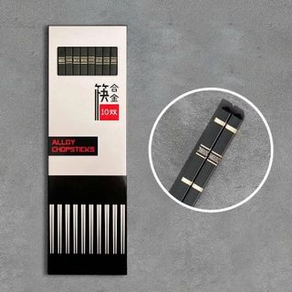 Bộ 10 đôi đũa nhựa Đen 24cm D24 (có hộp) Alloy Chopsticks