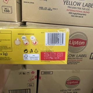 Trà Lipton túi lọc nhãn vàng hộp 100 gói của Cty DKSH
