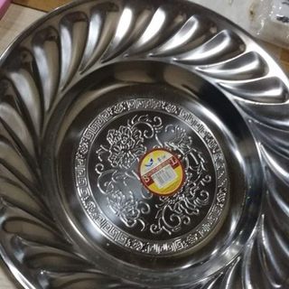 Đĩa inox tròn hoa size 30cm