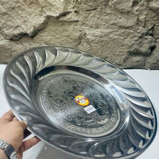 Đĩa inox tròn hoa size 35cm