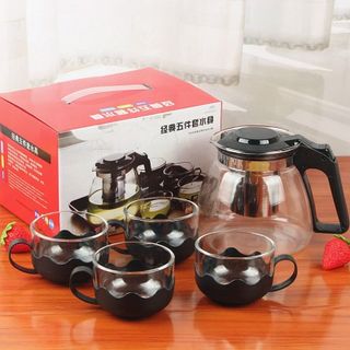 Bộ Ấm Pha Trà Thủy Tinh kèm 4 cốc