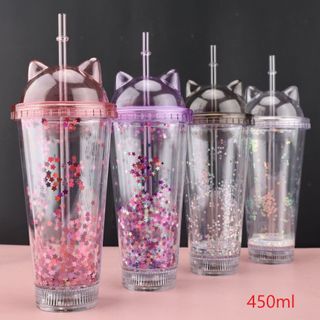 Cốc nhựa 2 lớp tai mèo 450ML giá sỉ