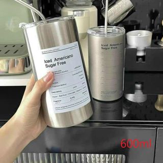 Cốc giữ nhiệt bạc Iced Americano Sugar Free 600ml (Hàng loại 1 hàng in)