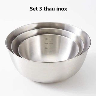 Bộ 3 Bát inox có chia vạch (330g)