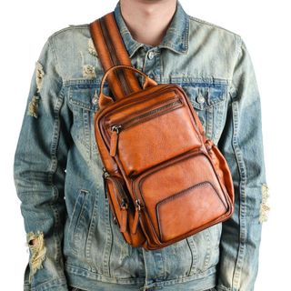 Túi đeo trước ngực nam da bò thật 13781