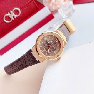 ĐỒNG HỒ NỮ CAO CẤP XALVATORE F80 FIG NIỀNG THÉP BEZEL ĐỎ VÀ NÂU