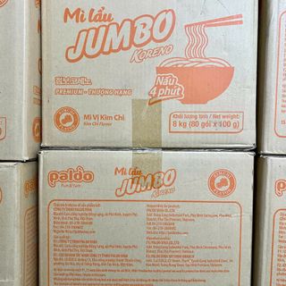 Mì Lẩu Jumbo Koreno Vị Kim Chi –Thùng 80 Gói (8kg) | Sợi Dai Chuẩn Hàn, Cay Nồng Thơm Ngon!