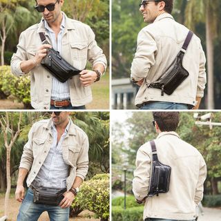 Túi đeo bụng nam da bò thật MB209