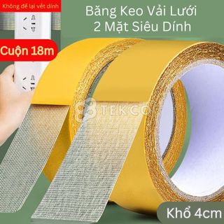 Băng keo 2 mặt vải lưới 18m (rộng 4cm)