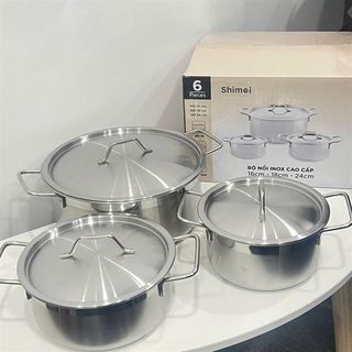 Bộ 3 Nồi Inox Shimei 16/18/24CM (Thùng 20 bộ)