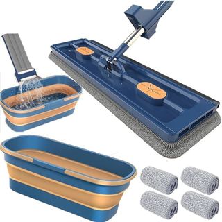 Chổi lau nhà KÈM THÙNG gấp gọn VH438 (4 bông lau)