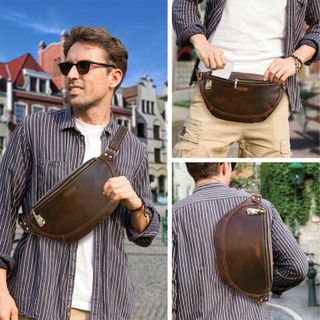 Túi đeo bụng nam da bò thật MB281