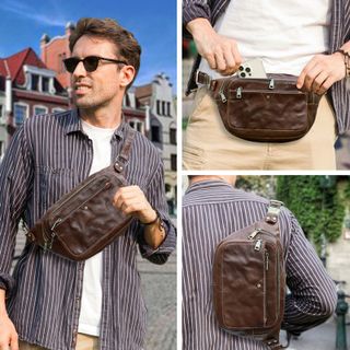 Túi đeo trước ngực nam da bò thật MB260