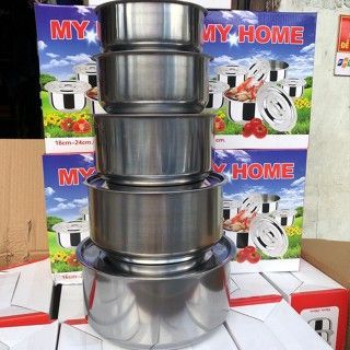 Bộ 5 Nồi Kiêm Thau Inox MyHome (Thùng 30 bộ)
