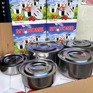 Bộ 5 Nồi Kiêm Thau Inox MyHome (Thùng 30 bộ)