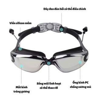 Kính bơi tráng gương chống tia UV cho người lớn và trẻ con, kính bơi chống nước - SP081