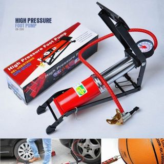 Bơm đạp chân pittong 1 bình Đỏ Li Shen High Pressure Foot Pump Deluxe Strong CN-200