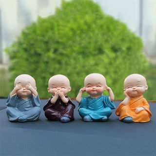Bộ tượng 4 chú tiểu vui vẻ không nhìn, không nói, không nghe, không biết