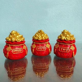 Hũ vàng tài lộc in chữ PHÚC LỘC THỌ 150g