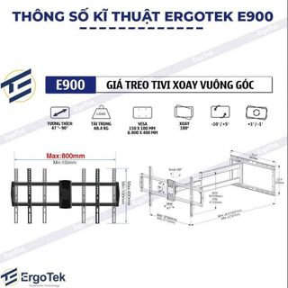 Khung treo TV xoay vuông góc 90 độ E900 47" - 90" INCH