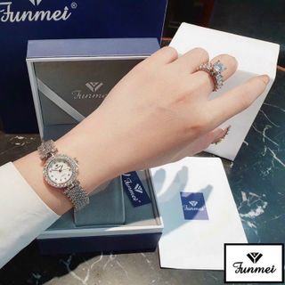 ĐỒNG HỒ NỮ CHÍNH HÃNG FUNMEI F2046 ĐÍNH HỘT SWAROS FULLBOX TEM HÃNG