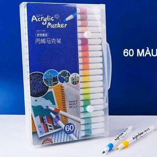 Bộ 60 Bút Màu Acrylic Chống Nước Vẽ Trên Mọi Chất Liệu