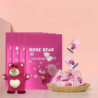 Khăn nén rửa mặt GẤU HỒNG (gói 20 viên)
