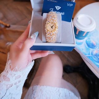 ĐỒNG HỒ NỮ CHÍNH HÃNG MỚI NHẤT FUNMEI FGRAF  FULL ĐÁ ĐI KÈM TEM KÍCH HOẠT ĐIỆN TỬ