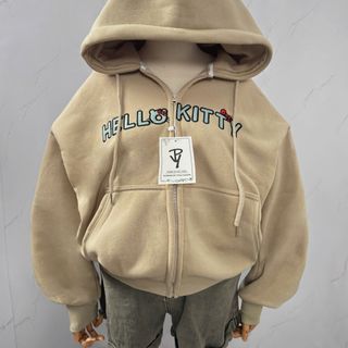 Áo khoác thêu chữ HELLO KITTY FROM BOXY có túi trong, dễ thương phong cách hàn quốc