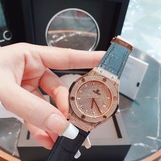 XẢ KHO ĐỒNG HỒ NAM NỮ CAO CẤP HUPLOT MẶT VÀNG HỒNG FULL HỘT