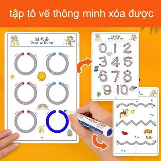 BỘ TẬP TÔ VẼ THÔNG MINH XÓA ĐƯỢC 64 TRANG TẶNG KÈM 6 BÚT DẠ & MÚT XÓA SP0330 - LADY'S PASSION
