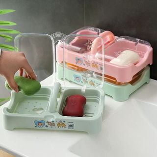Khay đựng đồ nhà tắm 2 ngăn có nắp