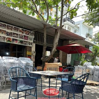 Ghế mây nhựa ngoài trời màu xanh dương