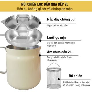 Nồi chiên inox tráng men đa năng 2L Sten Factory - FRY-GS2L
