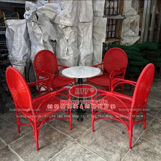 Ghế mây nhựa Decor màu đỏ sản xuất theo yêu cầu