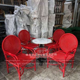 Ghế mây nhựa Decor màu đỏ sản xuất theo yêu cầu