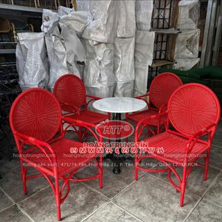 Ghế mây nhựa Decor màu đỏ sản xuất theo yêu cầu