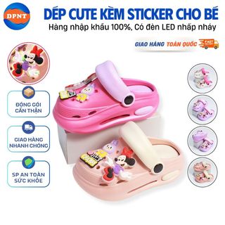 Dép Trẻ Em Cute Kèm Sticker – Có Đèn LED Nhấp Nháy – Êm Chân, An Toàn Cho Bé, Nâng Chiều Cao - Mã 6187-M+9