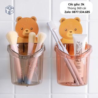Cốc Gấu Dán Tường Đựng Bàn Chải Kệ Để Bàn Chải Đánh Răng Dán Tường Siêu Chắc Chắn Kệ Đựng Bàn Chải Dán Tường
