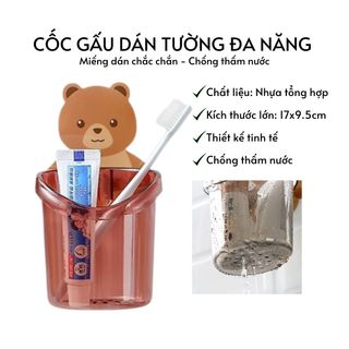 Cốc Gấu Dán Tường Đựng Bàn Chải Kệ Để Bàn Chải Đánh Răng Dán Tường Siêu Chắc Chắn Kệ Đựng Bàn Chải Dán Tường