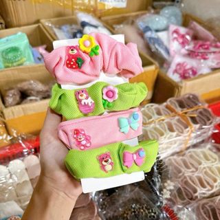 Set 4 dây buộc tóc kèm sticker
