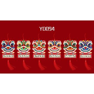 Set 6 thẻ treo Tết hình đầu Lân